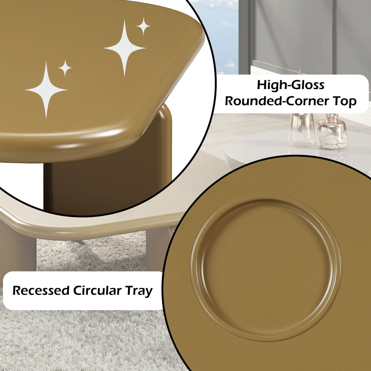 Recessed circular tray in yellow-brown high-gloss finish by HouseOfZazla on Tampa Home & Garden Store