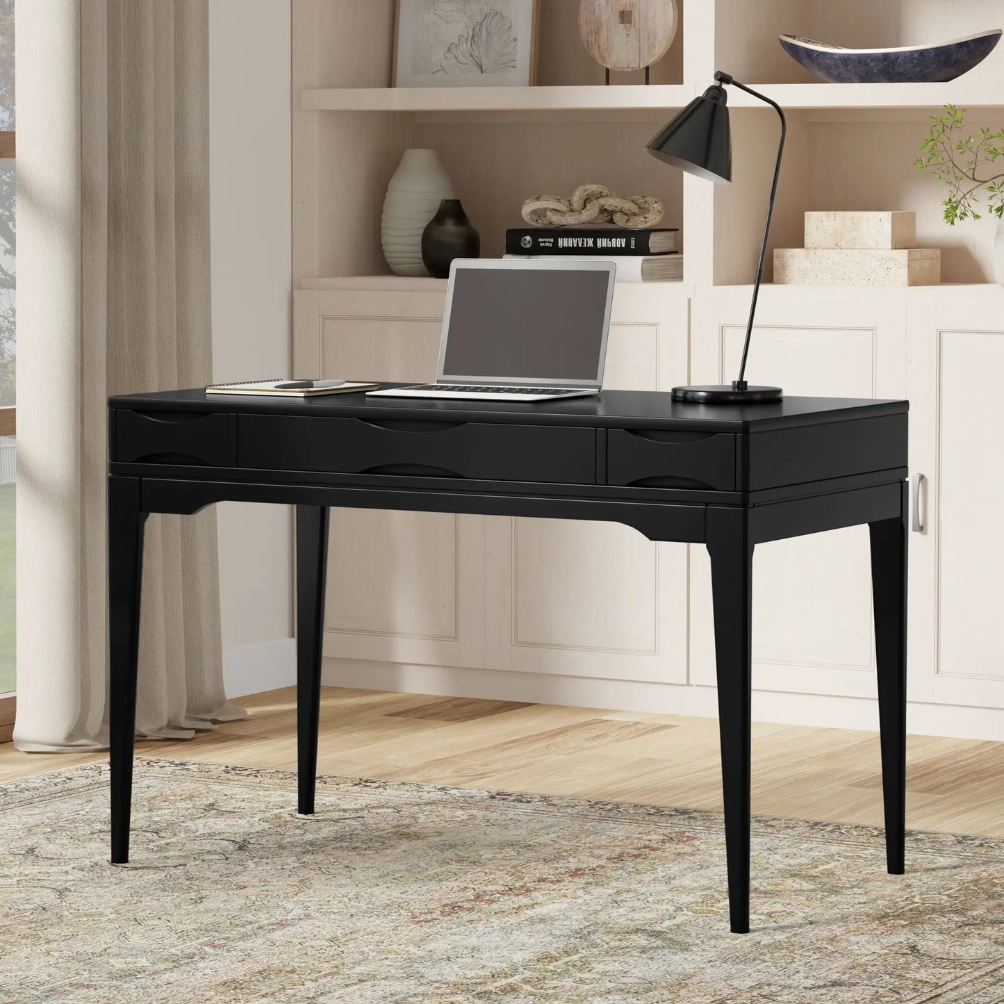 Harper Handcrafted Desk black finish writing desk with slim legs on Tampa Home & Garden Store