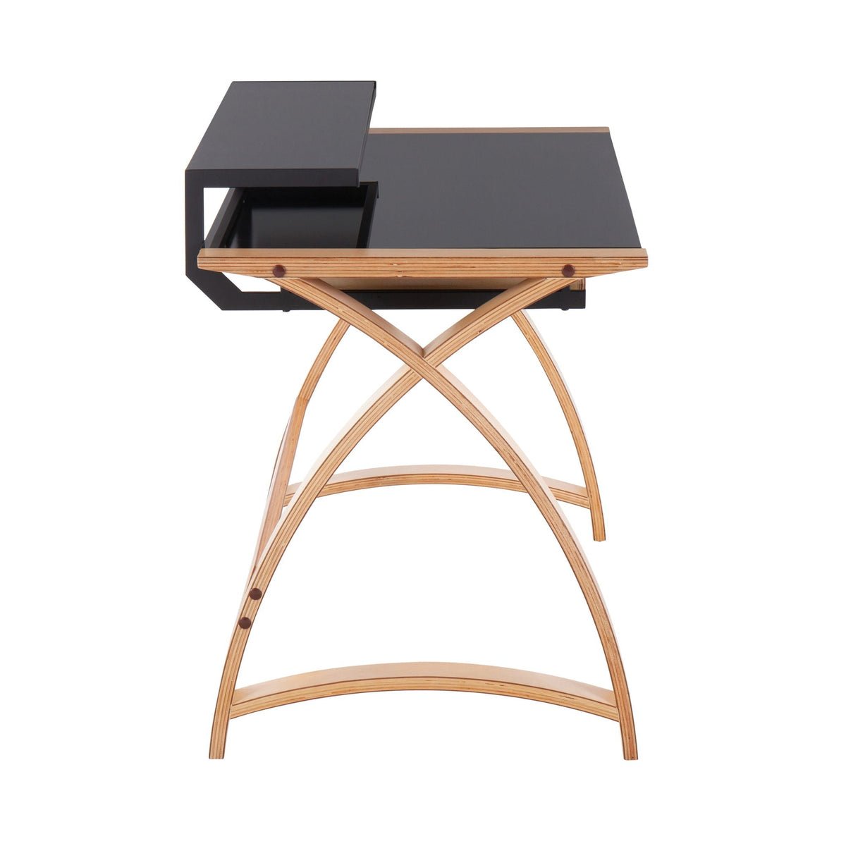 Mid-Century Modern Lift Top Desk with Hutch in natural/black by HouseOfZazla on Tampa Home & Garden Store