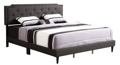 Button tufted upholstered bed in gray fabric with tufted headboard by Unique Piece Furniture on Tampa Home & Garden Store