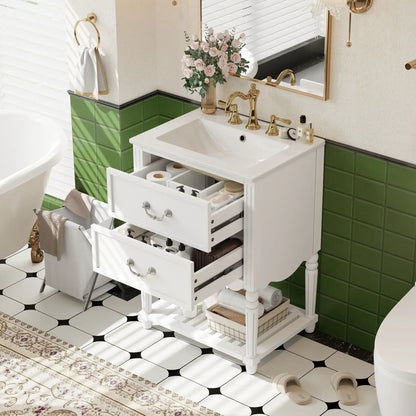 Wave Design Bathroom Vanity with Sink and Drawers