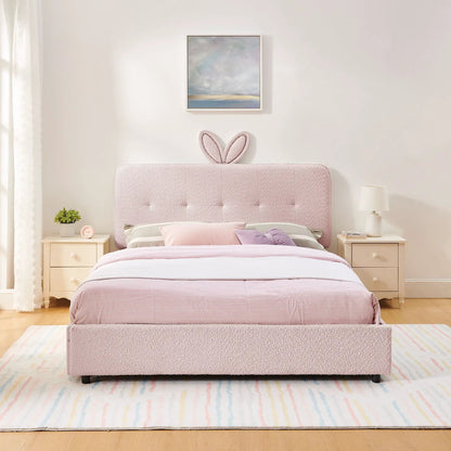 Upholstered Bed with Rabbit Ear Headboard and LED