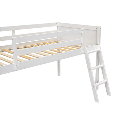 Low loft bed with adjustable ladder in white finish by HouseOfZazla on Tampa Home & Garden Store