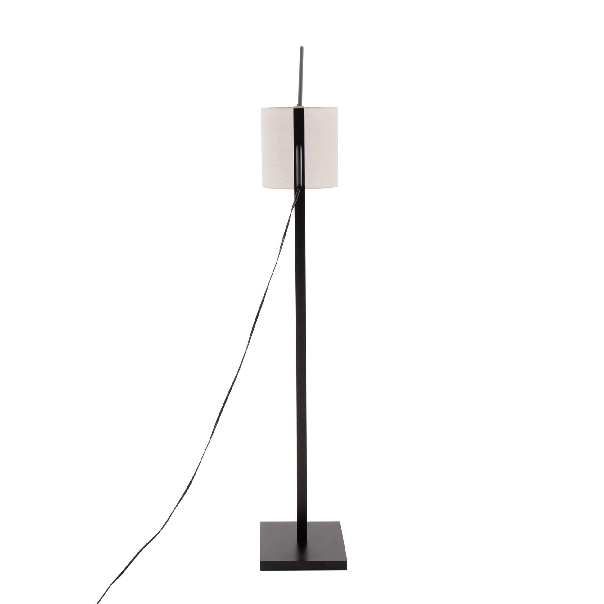 Arturo contemporary floor lamp with black metal stem and beige rectangular shade square base on Tampa Home & Garden Store