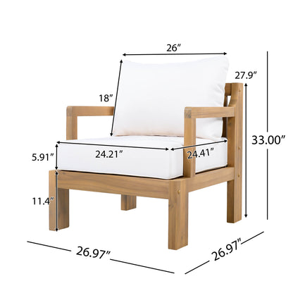Outdoor Acacia Wood Patio Chairs Set of Two