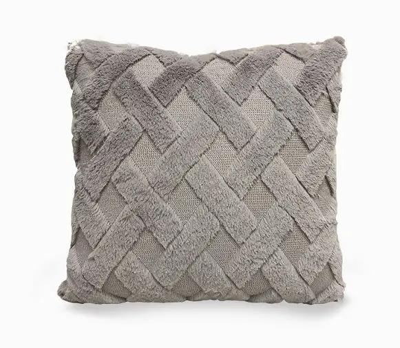 Plush Solid Color Sofa Pillowcase for Living Room