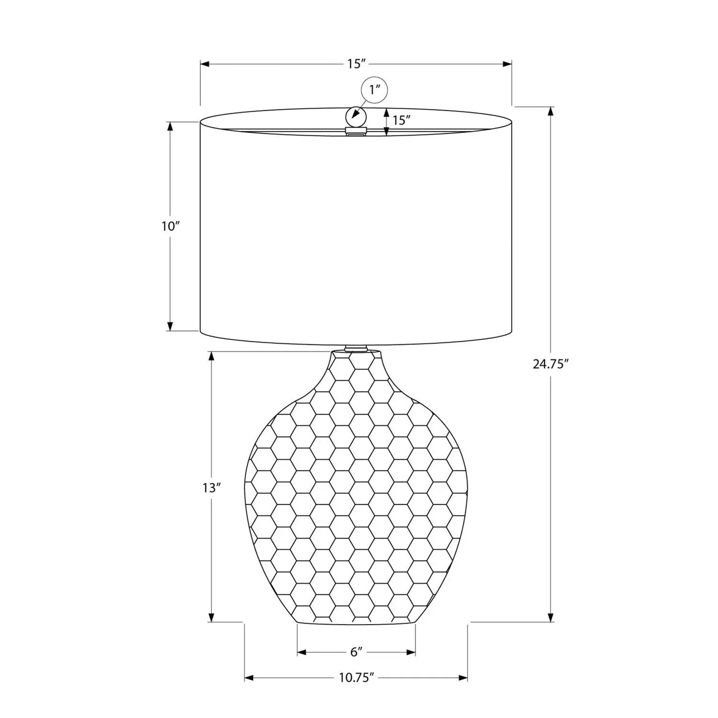 Table lamp resin brown by Unique Piece Furniture; honeycomb base drum shade 24.75 in tall on Tampa Home & Garden Store