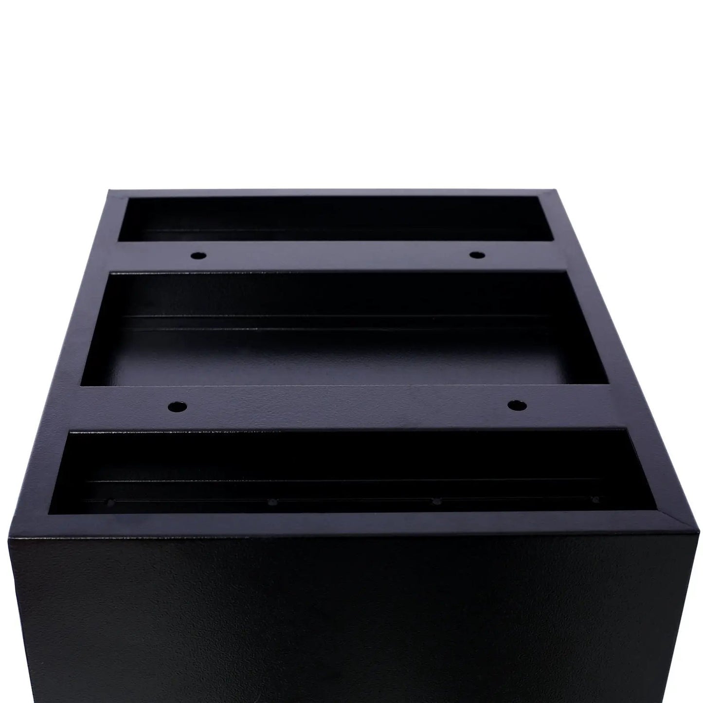 Package Delivery Box in black galvanized steel with dual mail slots on Tampa Home & Garden Store