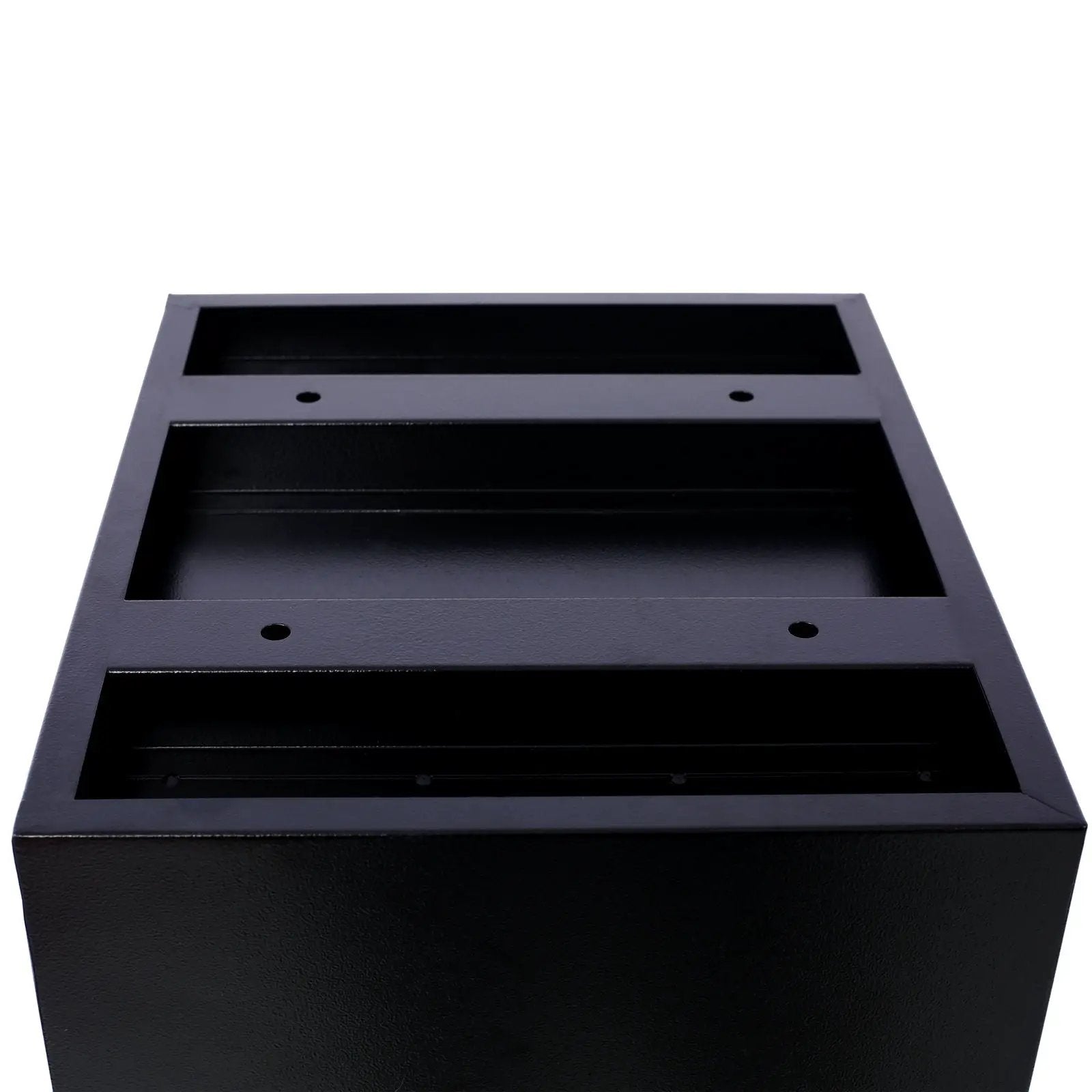 Package Delivery Box in black galvanized steel with dual mail slots on Tampa Home & Garden Store