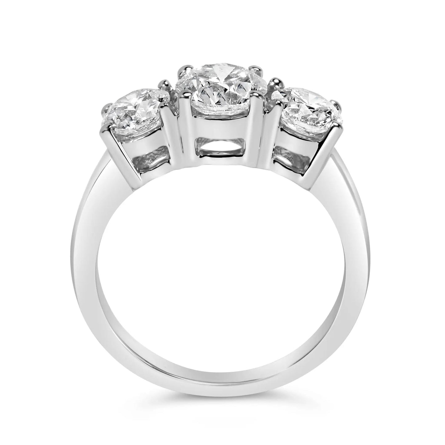 14K white gold three-stone lab-grown diamond ring band with F-G color, VS1-VS2 clarity, size 7 on Tampa Home & Garden Store