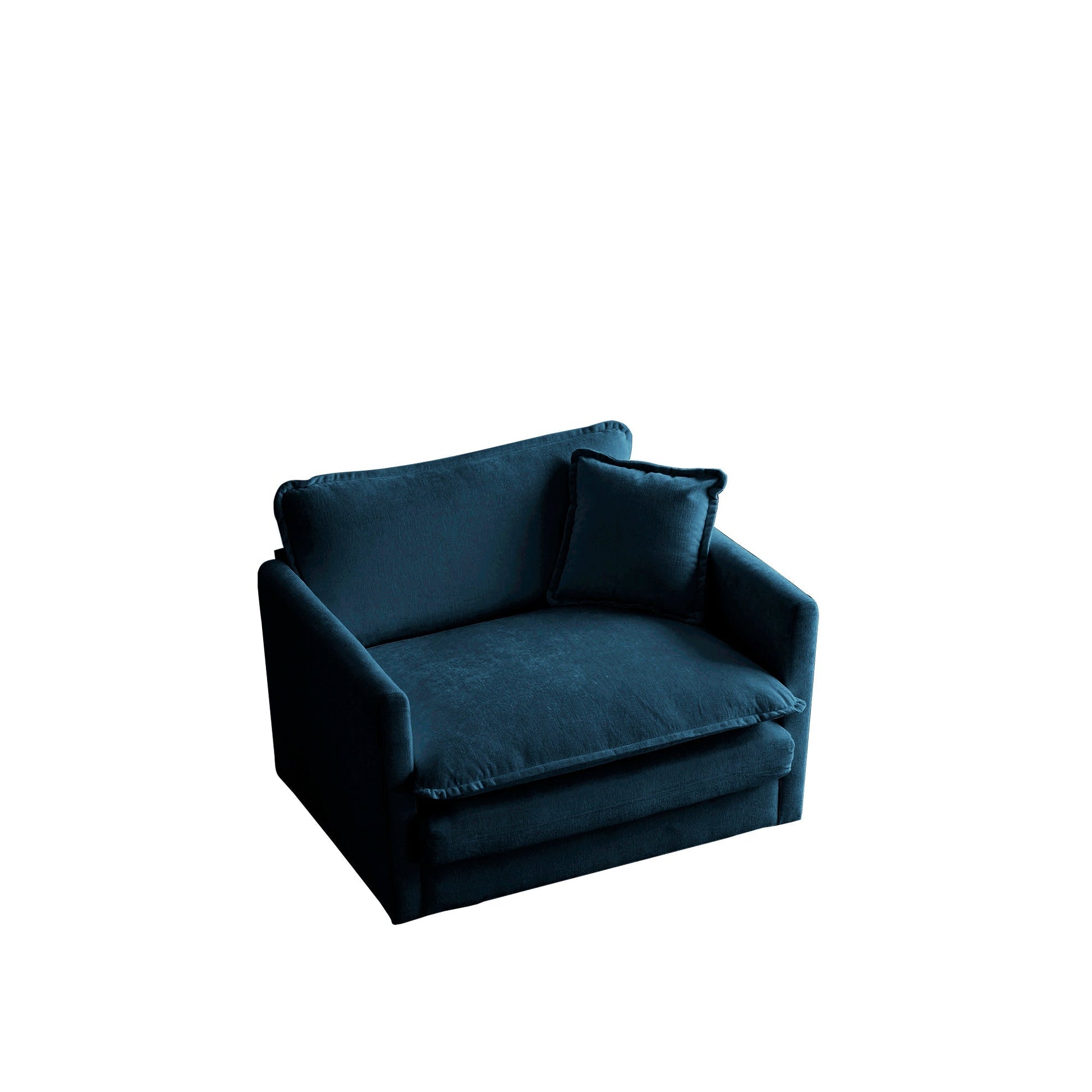 Reading armchair HouseOfZazla deep single seat blue chenille fabric upholstered accent chair on Tampa Home & Garden Store