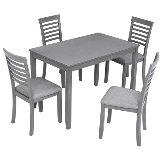 5 Piece Modern Dining Set gray wooden table with 4 upholstered chairs Unique Piece Furniture on Tampa Home & Garden Store