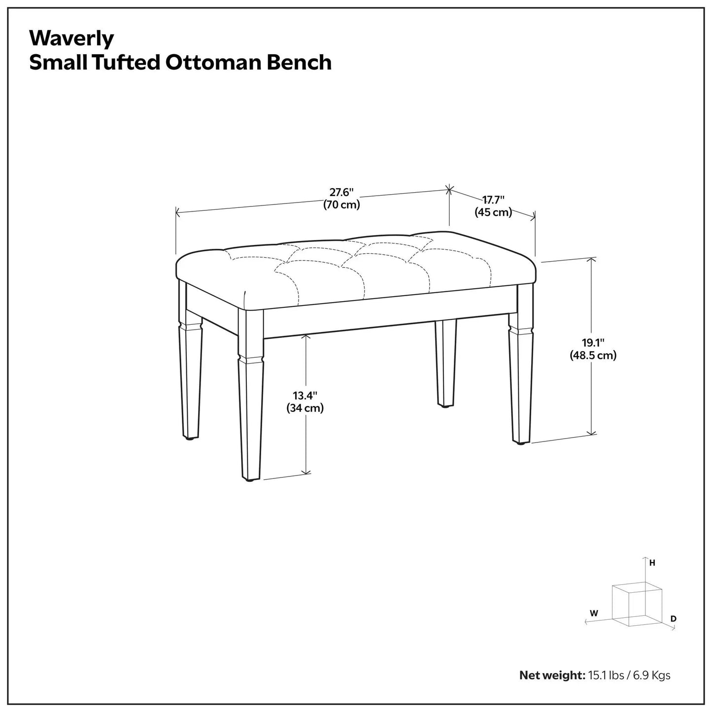 Waverly Upholstered Tufted Ottoman Bench
