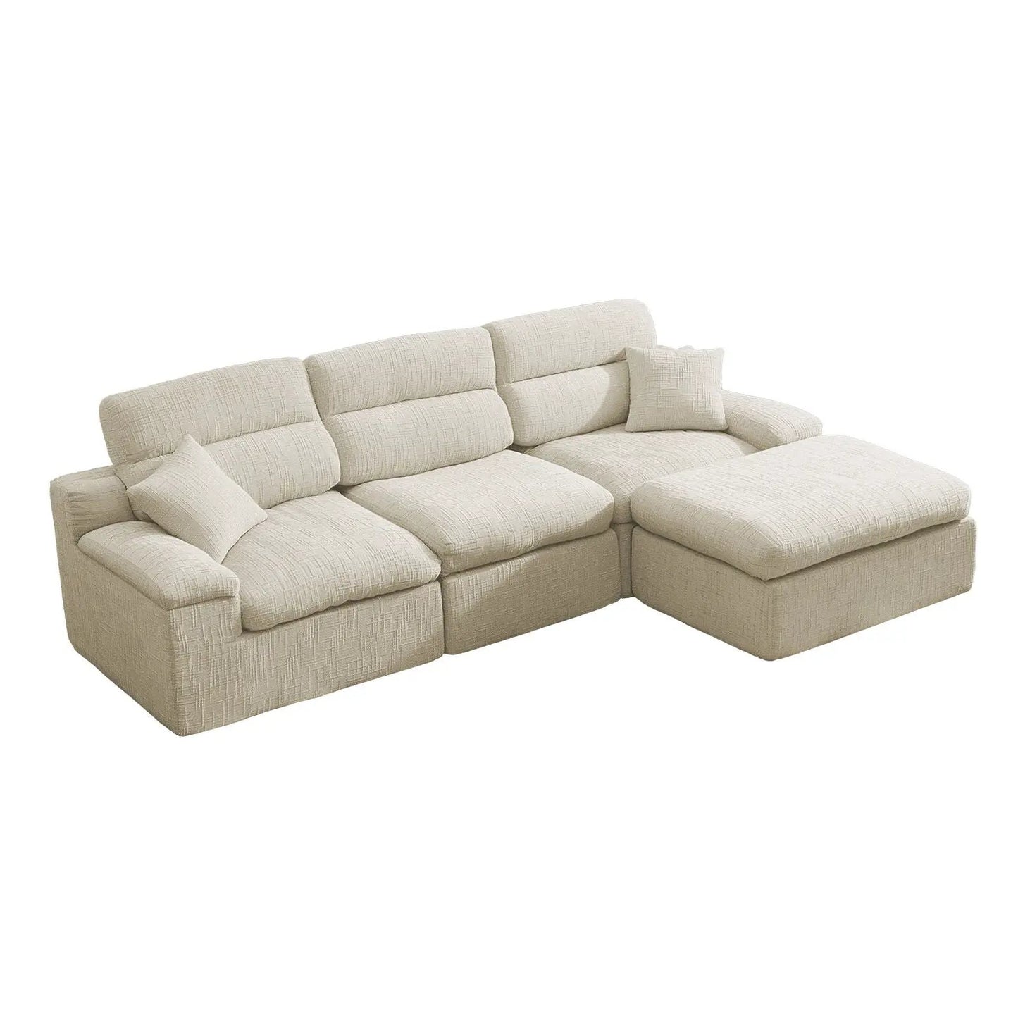 Corner Chaise Sofa beige textured fabric high backrest; 2-piece set Unique Piece Furniture on Tampa Home & Garden Store
