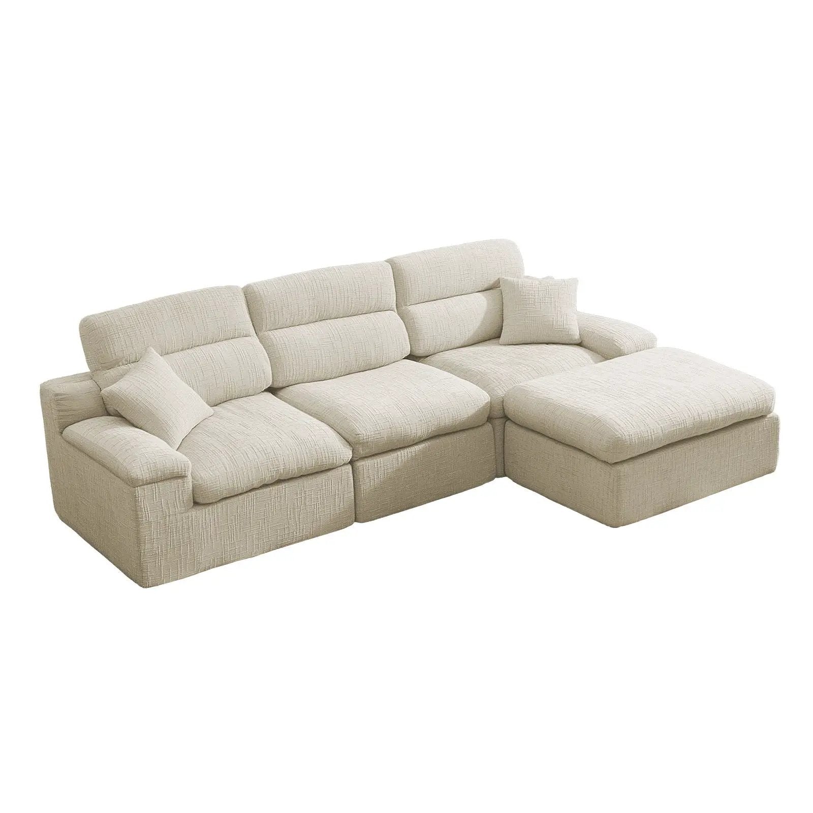 Corner Chaise Sofa beige textured fabric high backrest; 2-piece set Unique Piece Furniture on Tampa Home & Garden Store