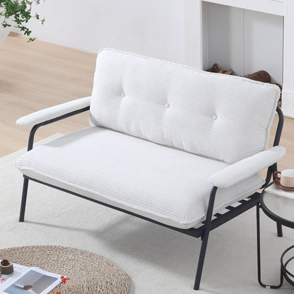 Modern white metal-frame sofa set of 2 with sponge-filled cushions for compact spaces on Tampa Home & Garden Store
