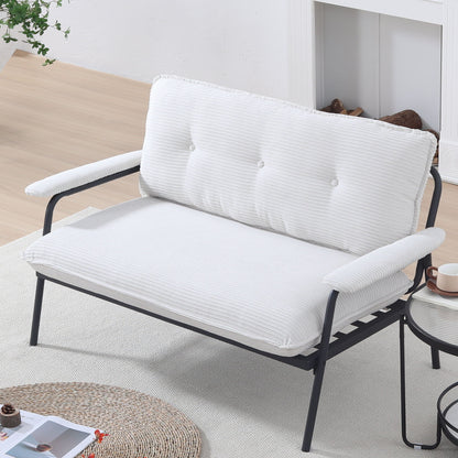 Modern metal-frame sofa with sponge filling, white corded upholstery HouseOfZazla on Tampa Home & Garden Store