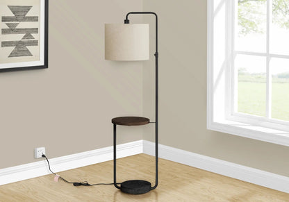 Floor lamp by Unique Piece Furniture with USB port included, black metal frame, beige shade on Tampa Home & Garden Store