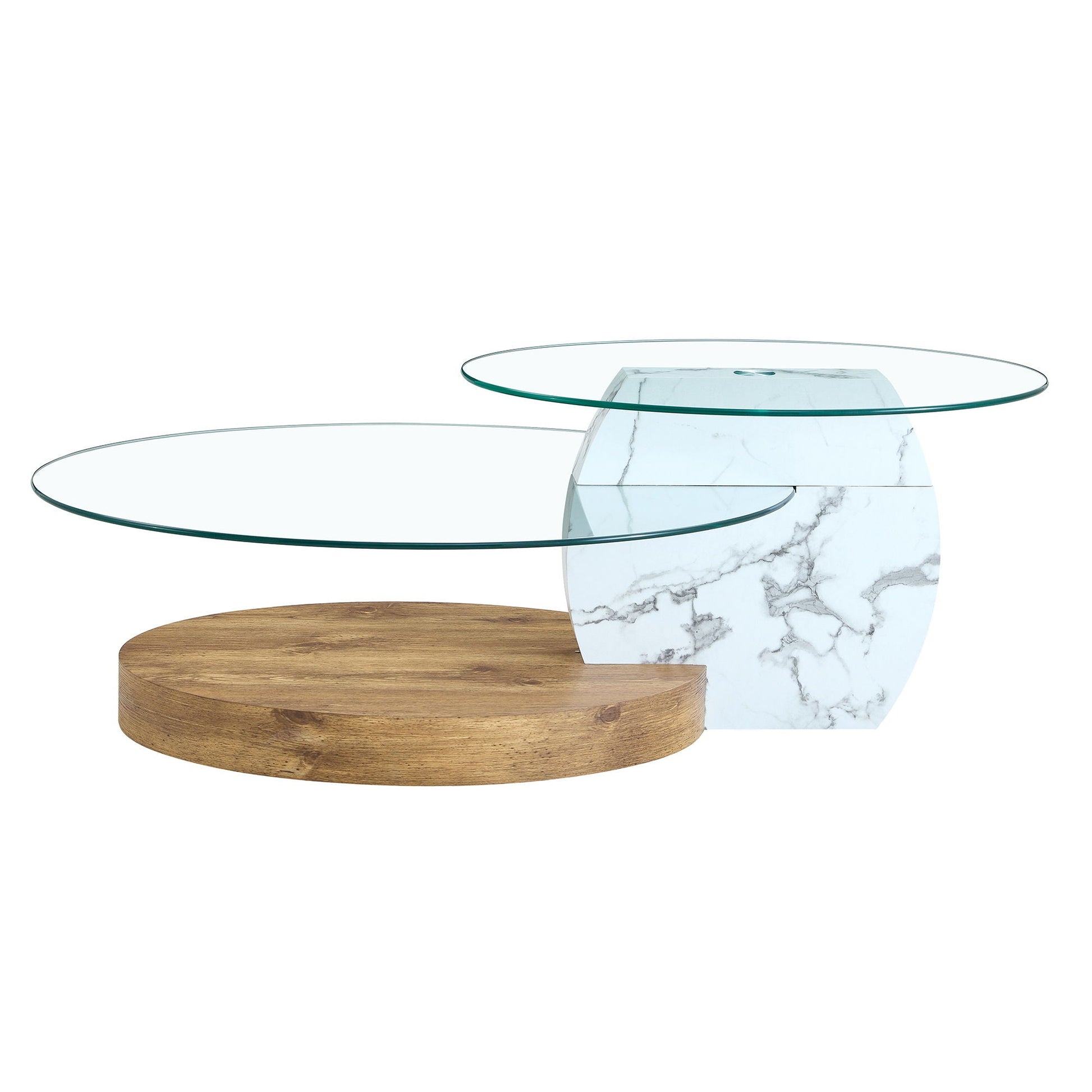 Contemporary double-layer coffee table with tempered glass top and marble base on Tampa Home & Garden Store