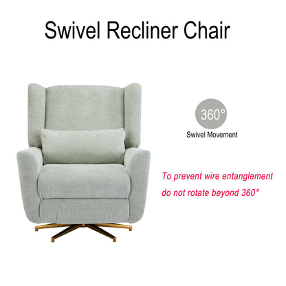 Power recliner chair with boucle upholstery in light gray, 360° swivel, HouseOfZazla on Tampa Home & Garden Store