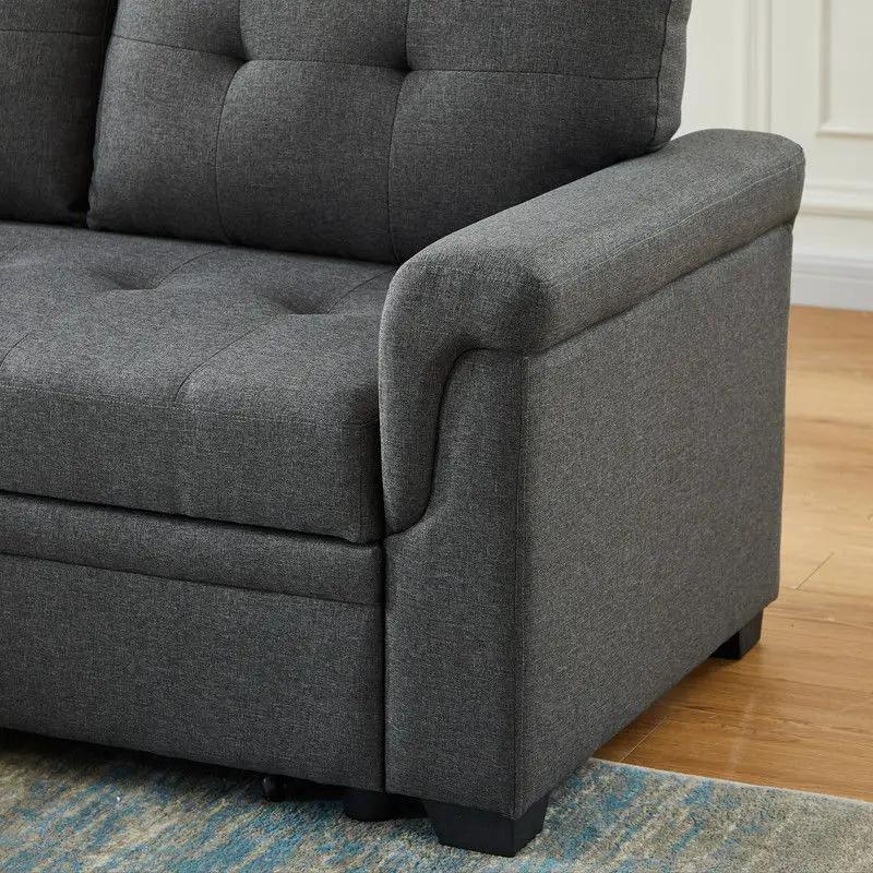 Destiny reversible sleeper sectional with storage chaise in dark gray fabric by Unique Piece on Tampa Home & Garden Store
