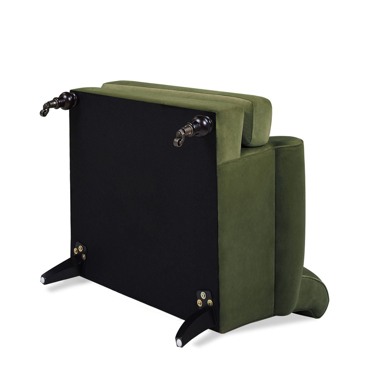Accent Arm Chair by HouseOfZazla in green velvet with reversible cushions and casters on Tampa Home & Garden Store