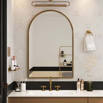 HouseOfZazla arched wall mirror with shatterproof glass in gold finish on Tampa Home & Garden Store