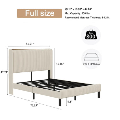 Platform bed with beige upholstered headboard and black metal frame, Unique Piece Furniture on Tampa Home & Garden Store