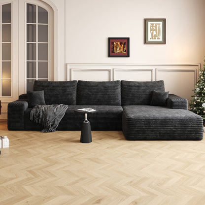 107-inch Cloud Sectional Sofa with L-shaped Chaise in dark gray fabric by HouseOfZazla on Tampa Home & Garden Store