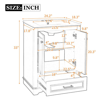 Bathroom Vanity With Ceramic Sink and Cabinet