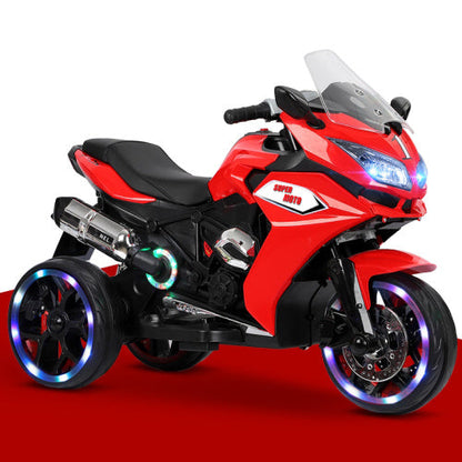 Red kids' 12V electric motorcycle with light-up training wheels by UpTrend Deals on Tampa Home & Garden Store