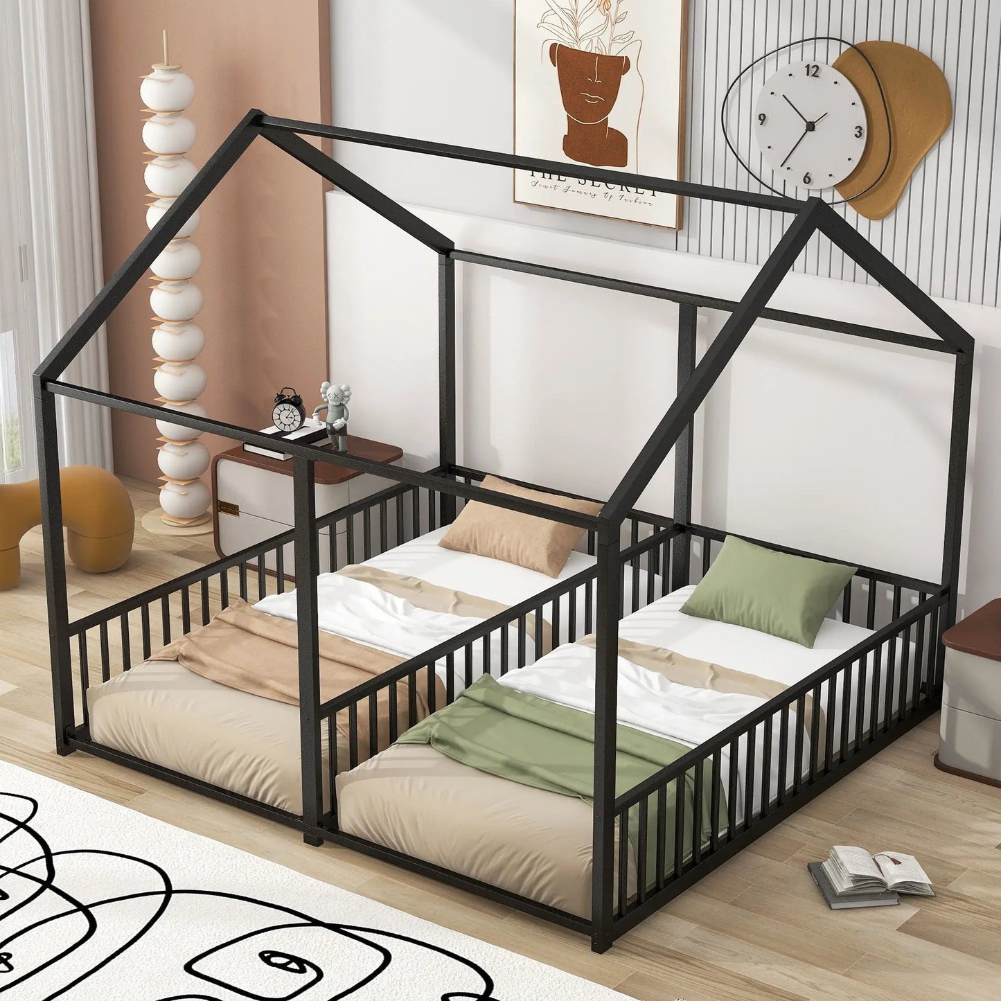 House Platform Beds For Two With Guardrails