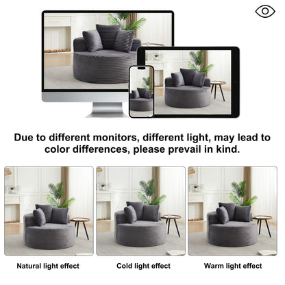 Modern Round Corduroy and Single Sofa Chair