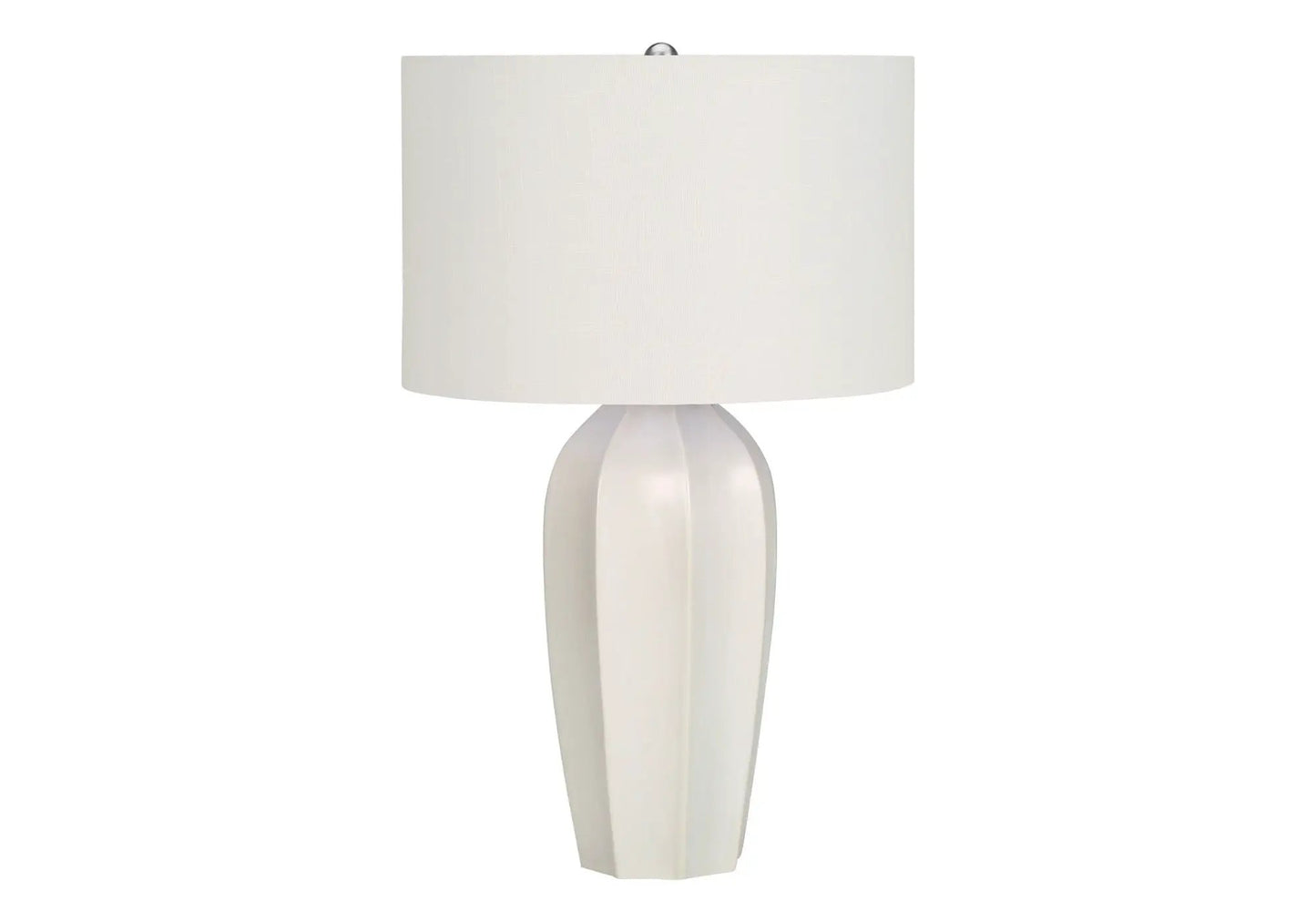 Table lamp with cream fabric shade and white ceramic base by Unique Piece Furniture on Tampa Home & Garden Store