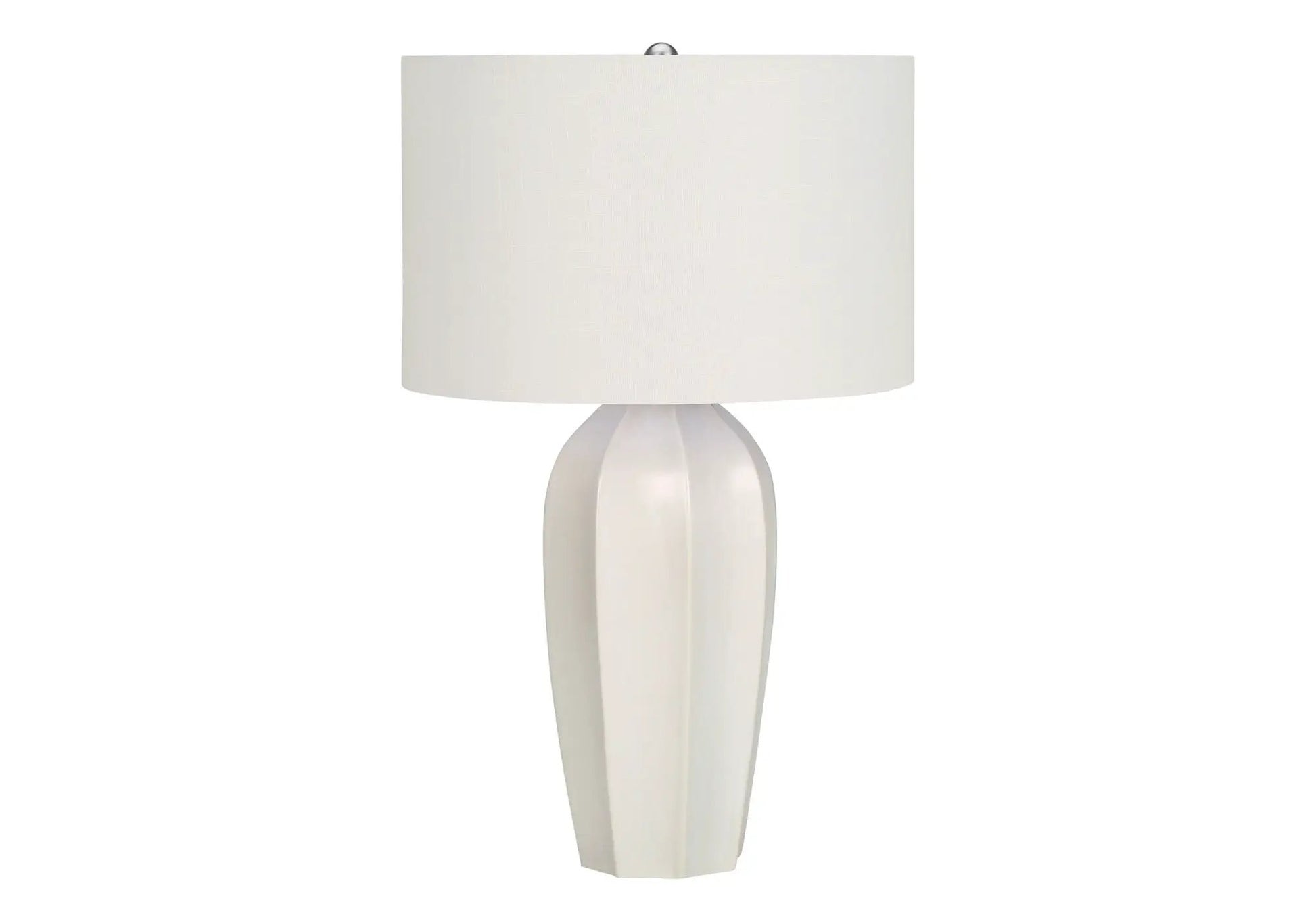 Table lamp with cream fabric shade and white ceramic base by Unique Piece Furniture on Tampa Home & Garden Store