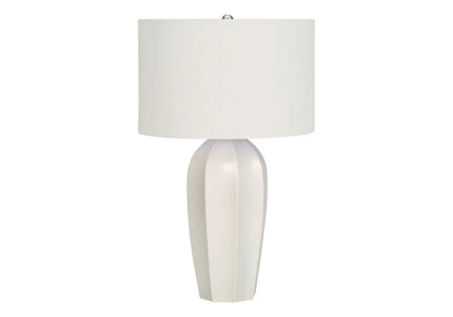 Table lamp with cream fabric shade and white ceramic base by Unique Piece Furniture on Tampa Home & Garden Store