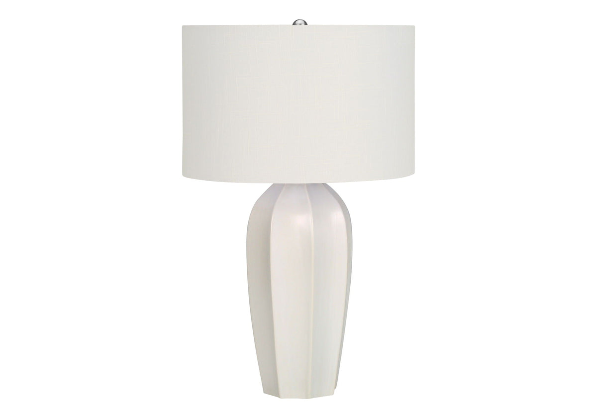 Modern Lighting Table Lamp Cream textured shade with sculpted ivory ceramic base HouseOfZazla on Tampa Home & Garden Store