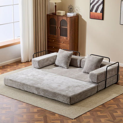 Compact Floor Sofa Bed With A Pillow And Frame