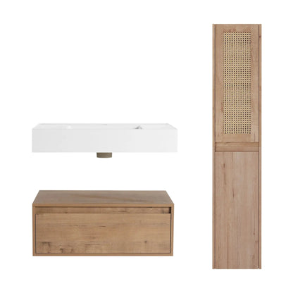 Contemporary Wall Mounted Vanity with Resin Sink