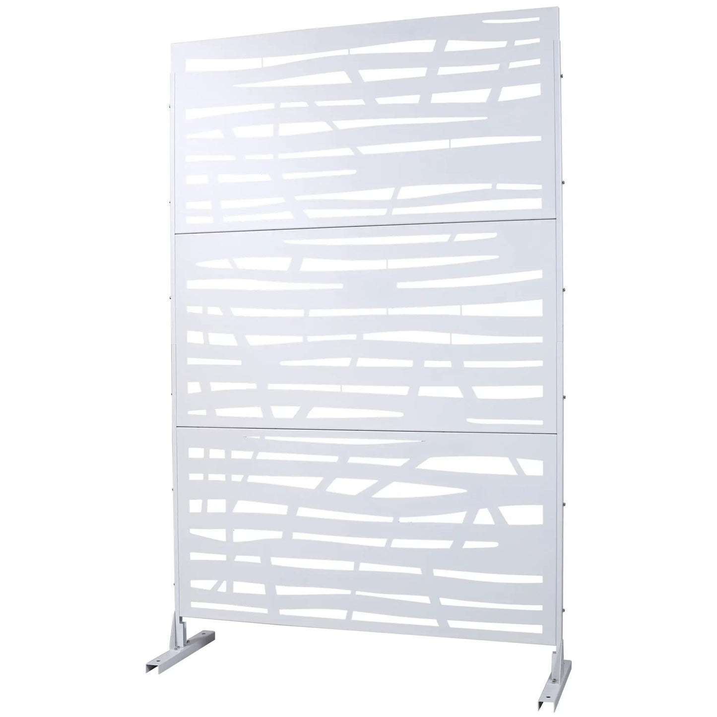 Outdoor & Indoor Privacy Screen metal divider by Unique Piece Furniture, white with cutouts on Tampa Home & Garden Store