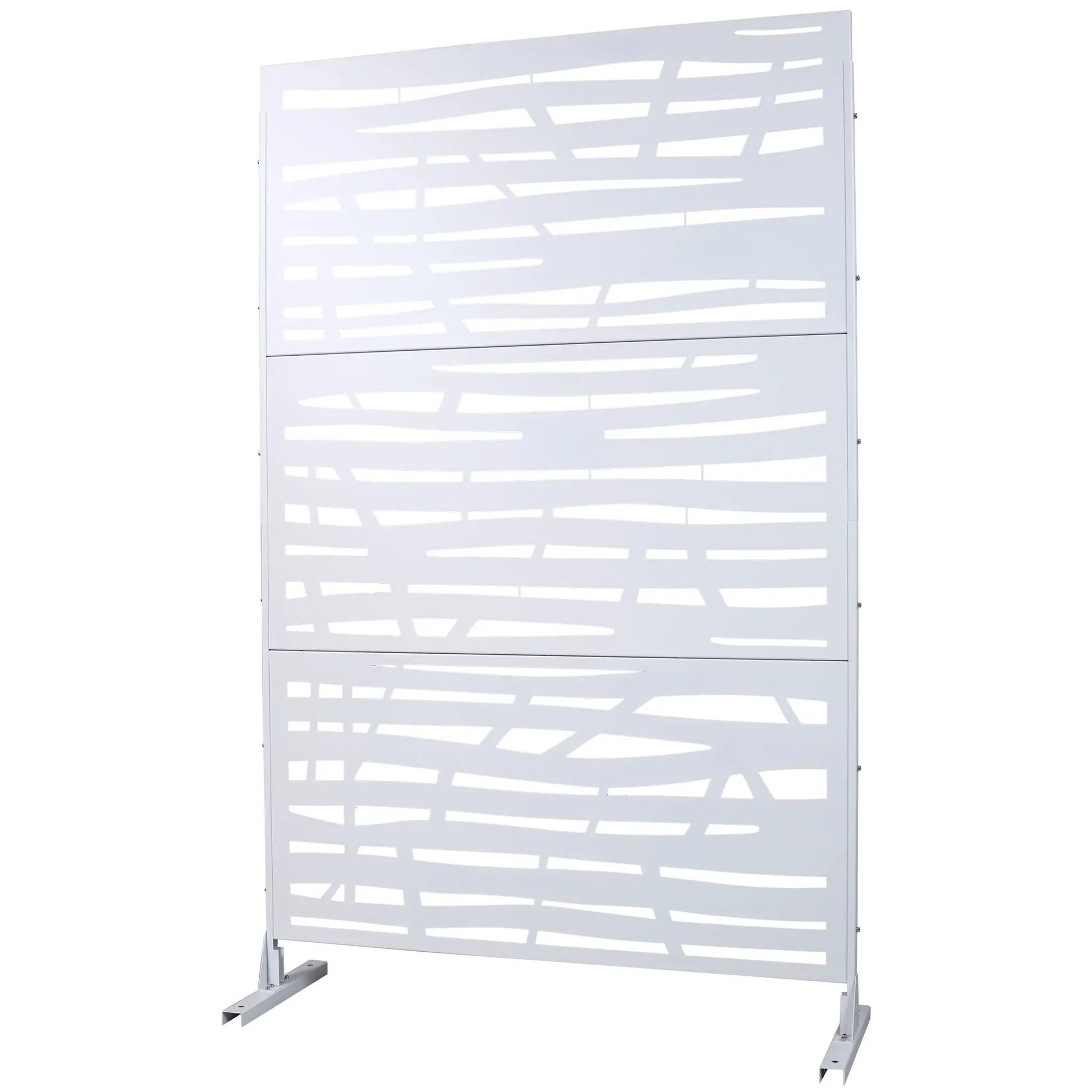 Outdoor & Indoor Privacy Screen metal divider by Unique Piece Furniture, white with cutouts on Tampa Home & Garden Store