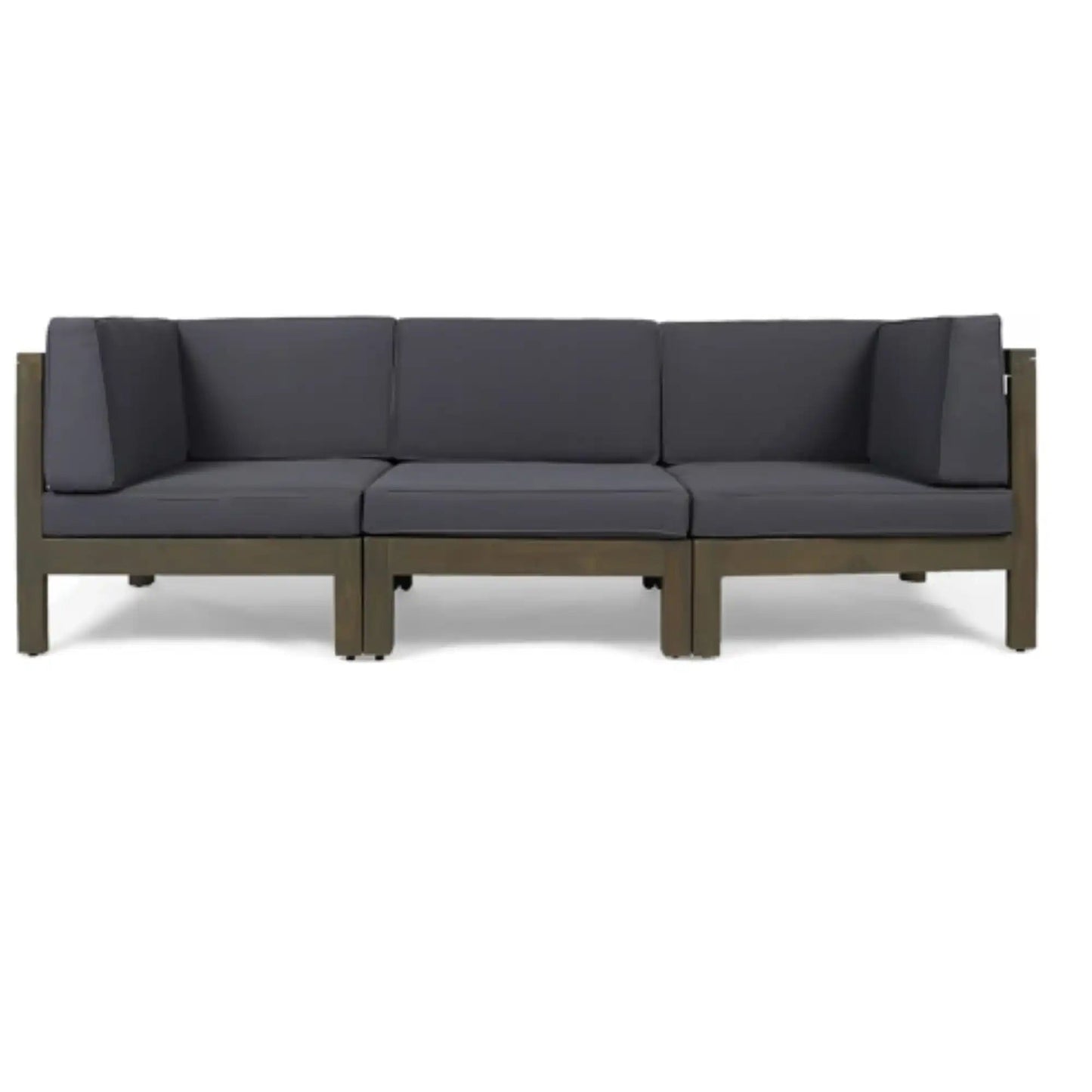 Oana 3 Piece Sofa Set dark gray cushions wooden frame HouseOfZazla sectional on Tampa Home & Garden Store