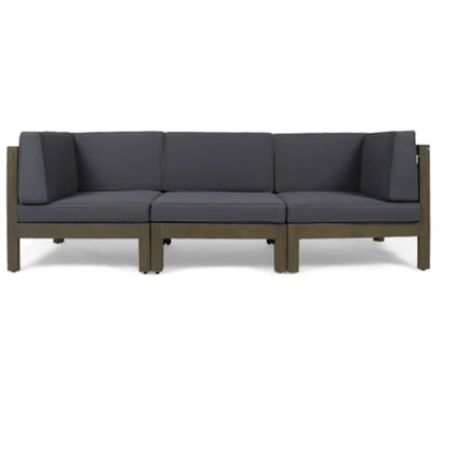 Oana 3 Piece Sofa Set dark gray cushions wooden frame HouseOfZazla sectional on Tampa Home & Garden Store