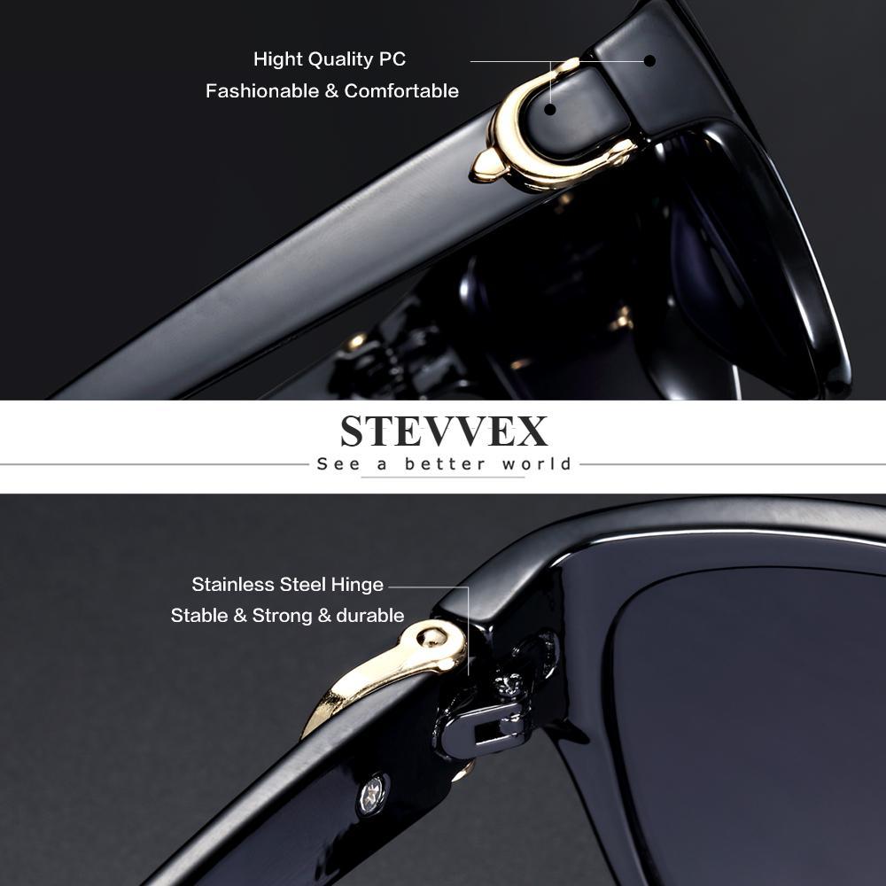 Stevvex TR90 gradient cat-eye sunglasses, polarized UV protection, black frame with gold hinge on Tampa Home & Garden Store