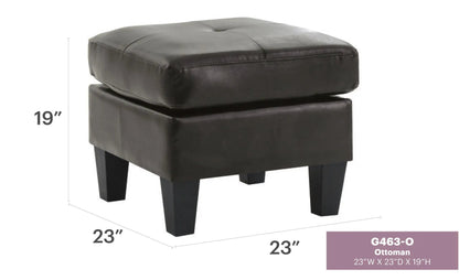 Casual Ottoman For Stylish Spaces, black leather, 23W x 23D x 19H on Tampa Home & Garden Store