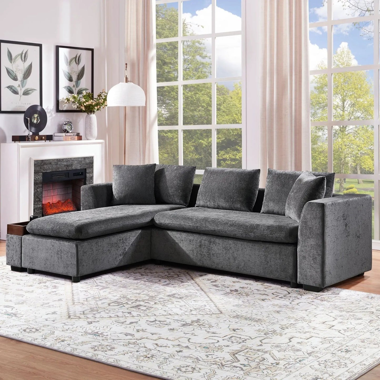 Modern L Shaped Sectional Sofa with Storage