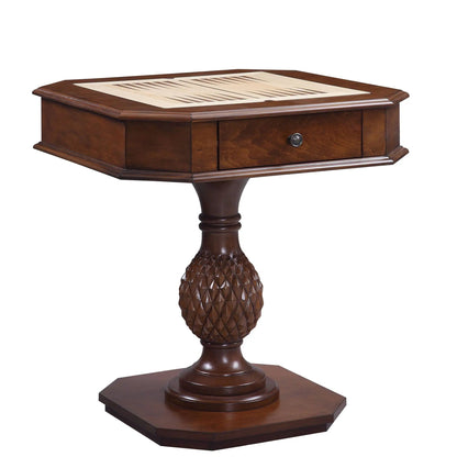 Bishop reversible chess/checkers game table in cherry wood with built-in game tray on Tampa Home & Garden Store