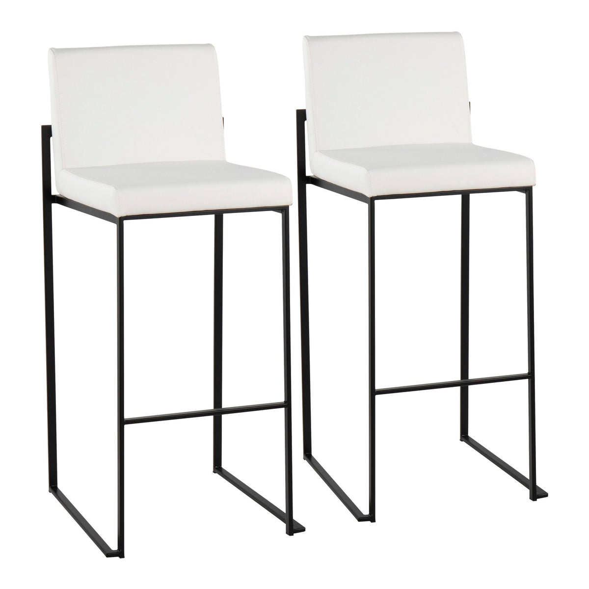 White upholstered high-back bar stool set with black metal frames, 2 chairs HouseOfZazla on Tampa Home & Garden Store