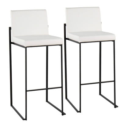 White upholstered high-back bar stool set with black metal frames, 2 chairs HouseOfZazla on Tampa Home & Garden Store