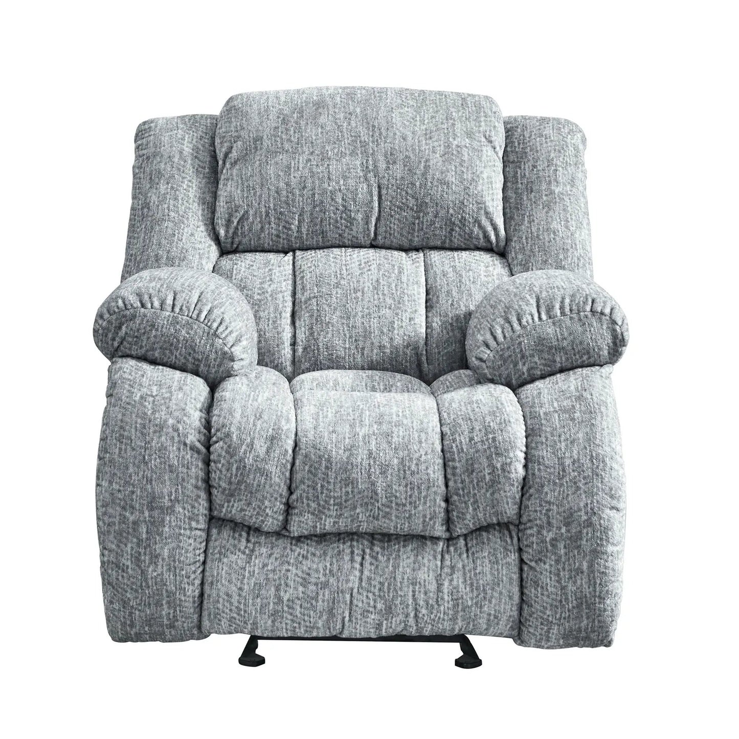 Stonic Design Reclining 3-Piece Living Set gray textured upholstery on black metal base on Tampa Home & Garden Store
